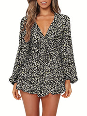 Ruffle Layered Romper Long Sleeve Jumpsuit