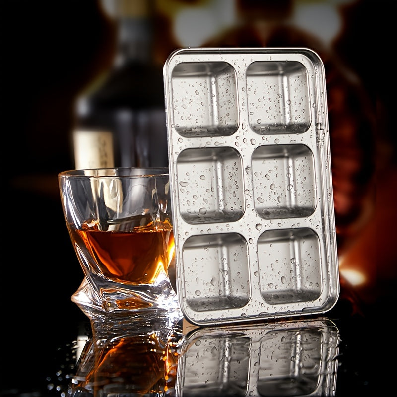 RYBACK Stainless Steel Ice Cube Mold Square Ice Tray with Lid