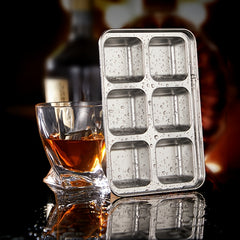RYBACK Stainless Steel Ice Cube Mold Square Ice Tray with Lid
