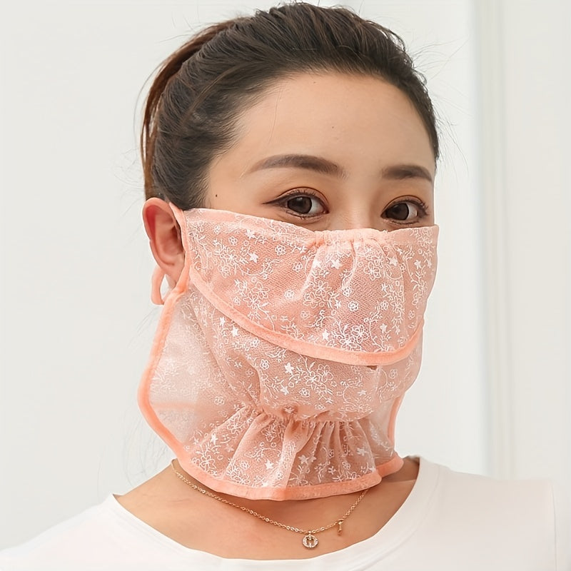 Floral Print Lace Face Covering Thin Neck Gaiter