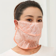 Floral Print Lace Face Covering Thin Neck Gaiter