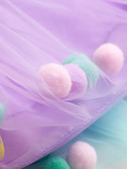 Girls Fluffy Tulle Tutu Skirt with Pom Pom for Party