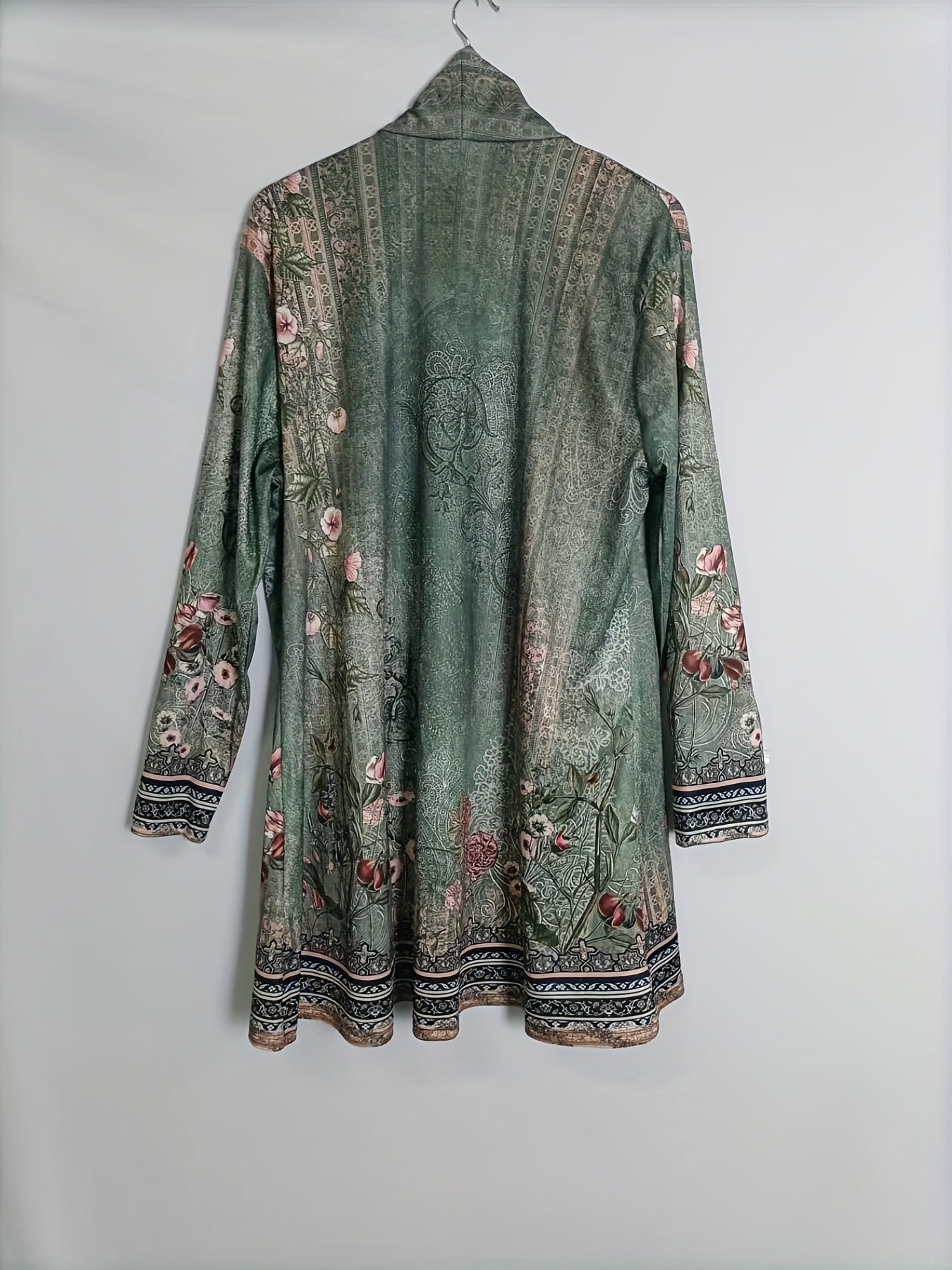  Floral Print Open Front Cardigan