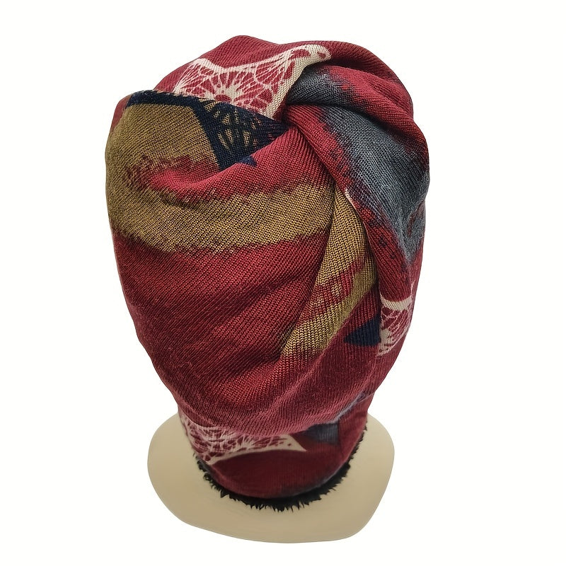 Vintage Pentagram Print Beanie Cap Warm Plush Knit Hat Women Chemo Hat