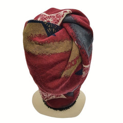 Vintage Pentagram Print Beanie Cap Warm Plush Knit Hat Women Chemo Hat