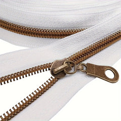 4.57m Antique Brass Nylon Coil Zippers By the Yard with Pulls
