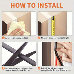 D-Shape Door Weather Stripping 10 Meter Self-Adhesive Backing Soundproofing Seal