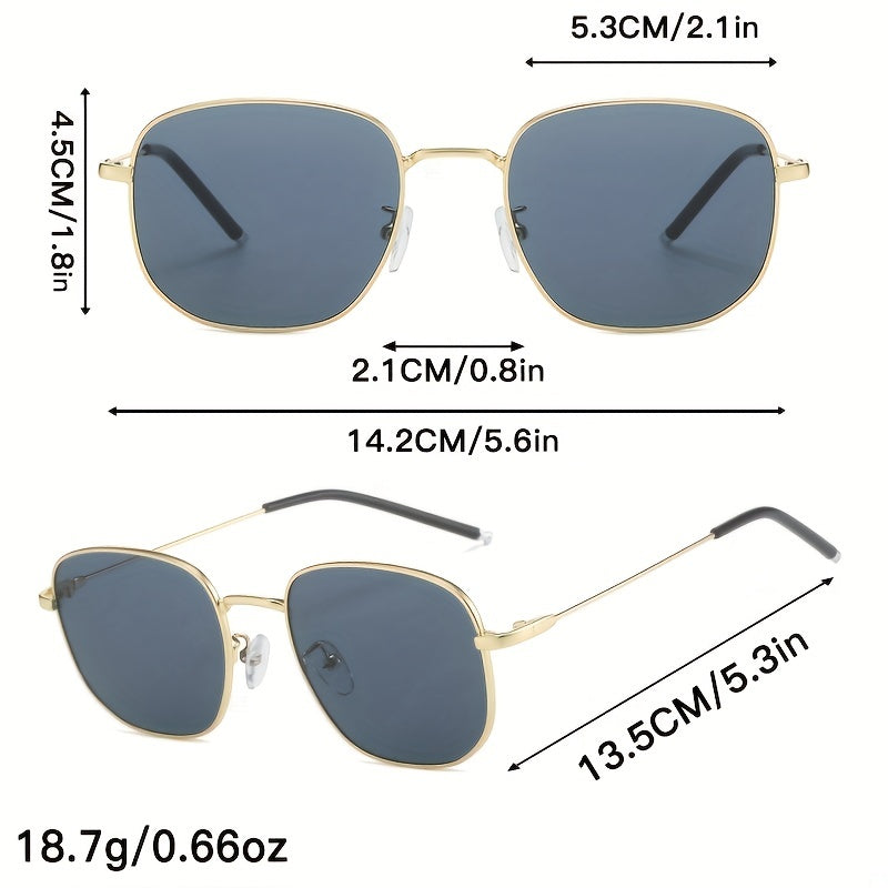 Square Metal Sunglasses Anti Glare UV400