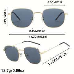 Square Metal Sunglasses Anti Glare UV400