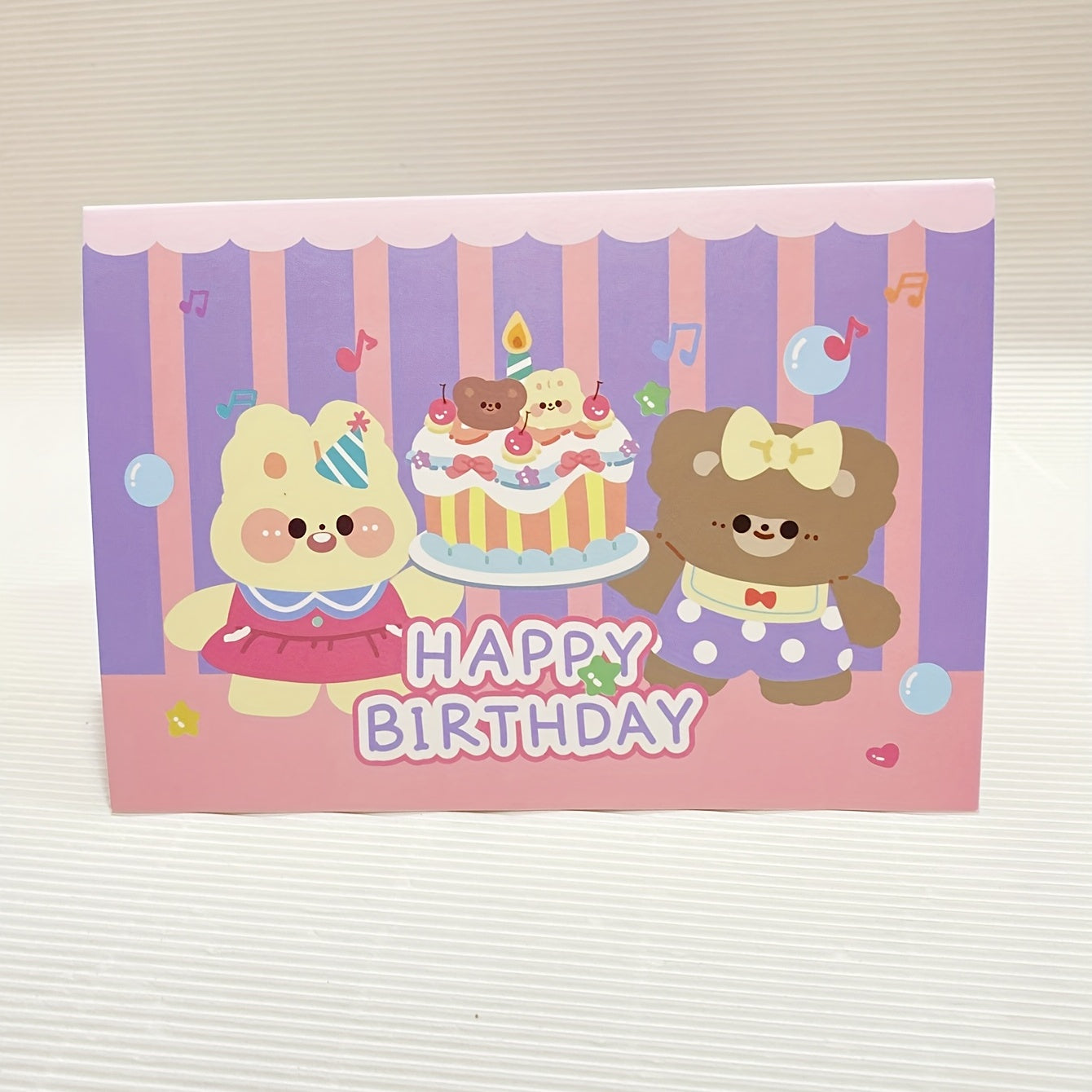 Purple 3D Cartoon Greeting Card with Envelope