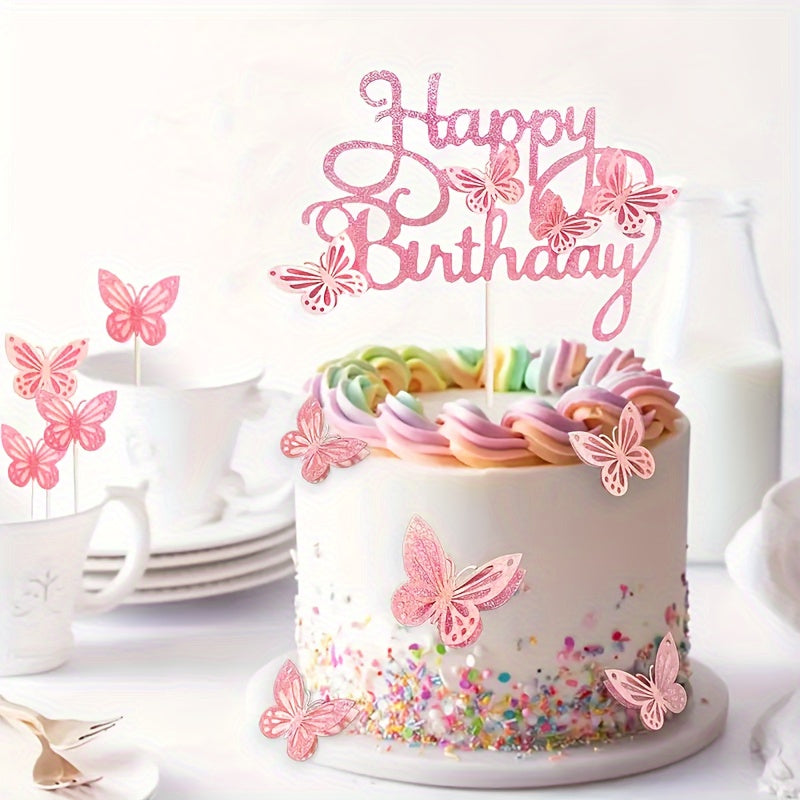3D Butterfly Cake Topper Set for DIY Birthday & Wedding Cupcakes