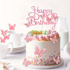 3D Butterfly Cake Topper Set for DIY Birthday & Wedding Cupcakes