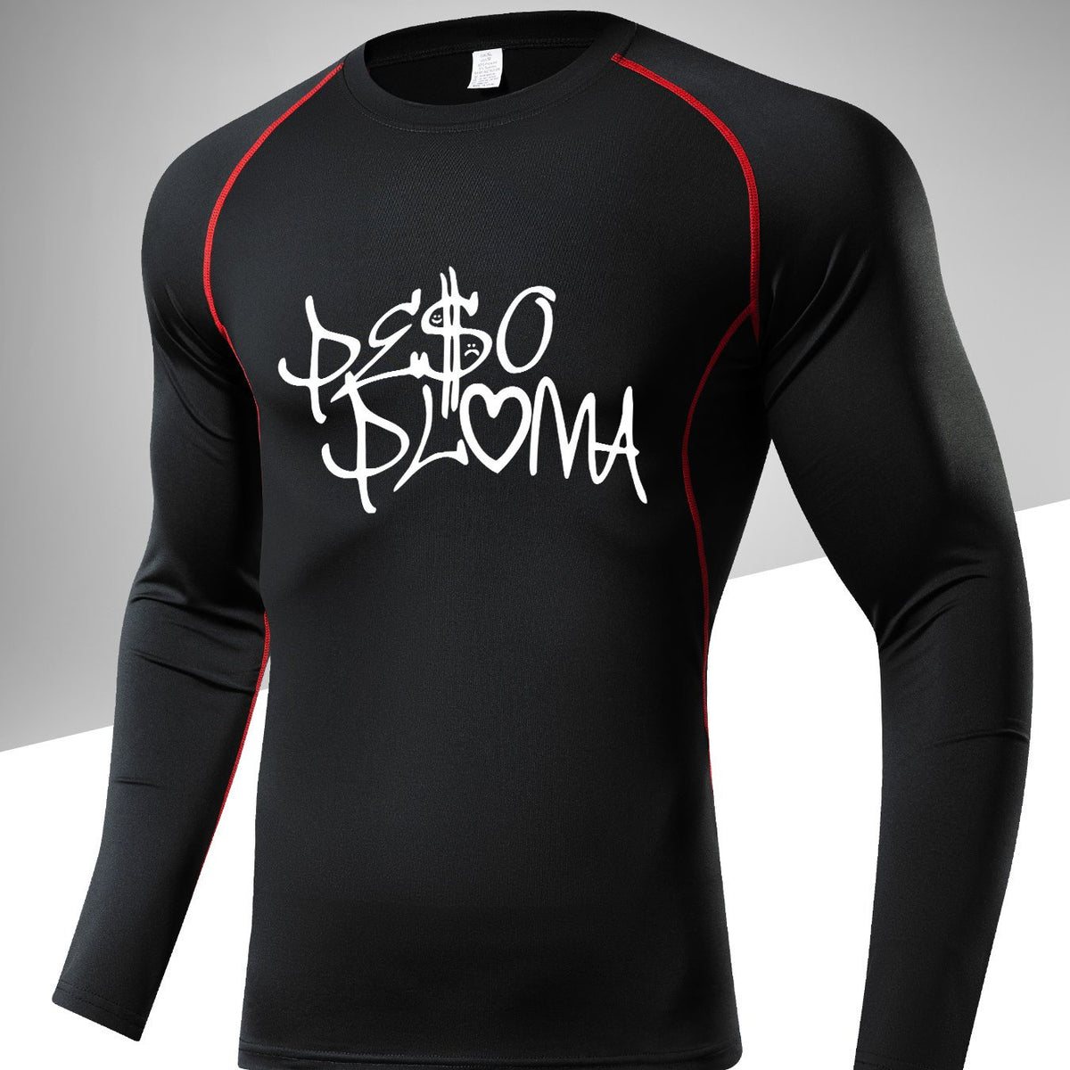 Men's Letter Print Compression Shirt Athletic Baselayer