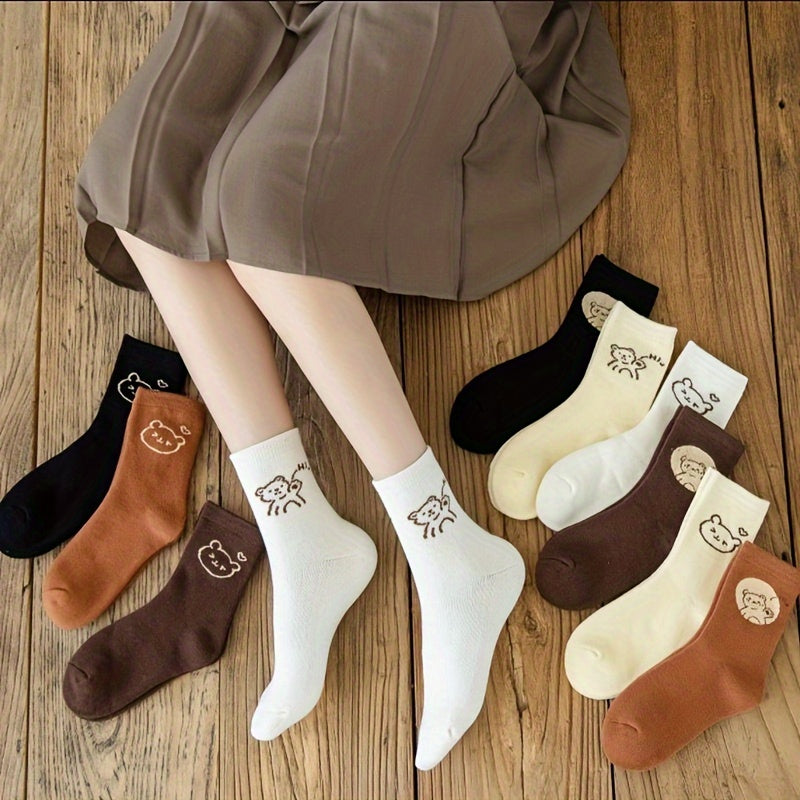 4 Pairs Cartoon Print Socks Cute & Comfy Women's Stockings