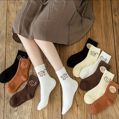 4 Pairs Cartoon Print Socks Cute & Comfy Women's Stockings