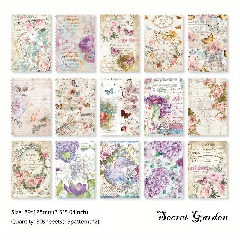 30 Sheets Floral Scrapbook Paper for Journaling & Scrapbooking