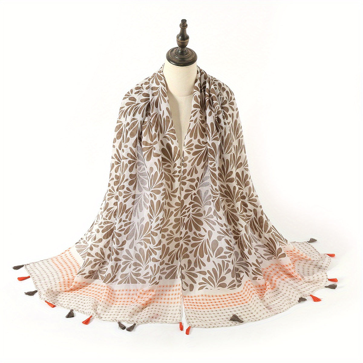 Geometric Print Tassel Scarf Vintage Block Shawl