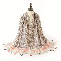 Geometric Print Tassel Scarf Vintage Block Shawl
