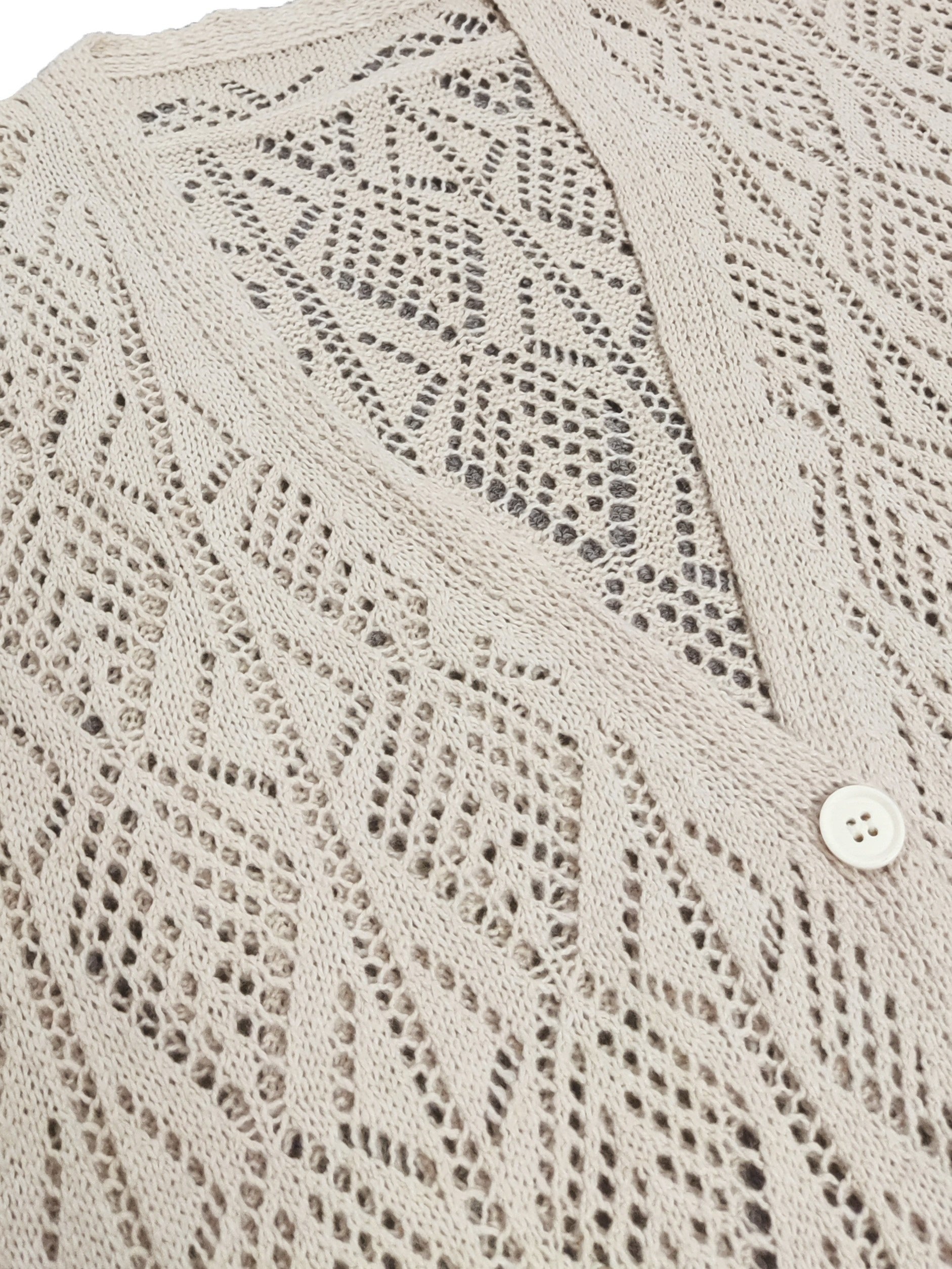  Solid Pointelle Knitted Cardigan