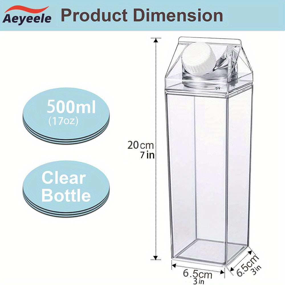 Aeyeele 17oz 34oz Milk Box Water Bottle Portable Square Bottle