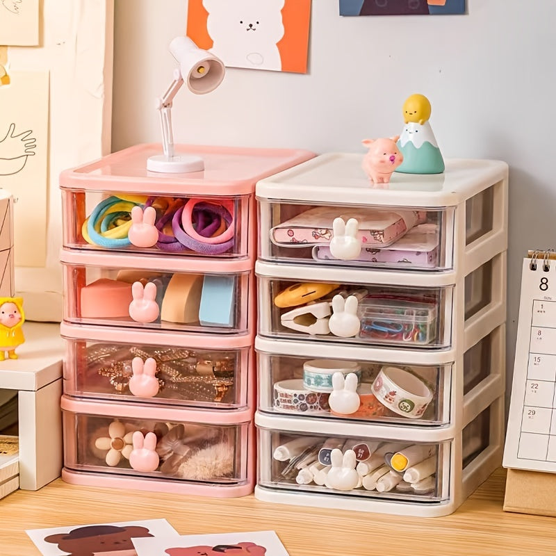 Rabbit Desktop Storage Box Transparent Drawer Desk Mini Storage