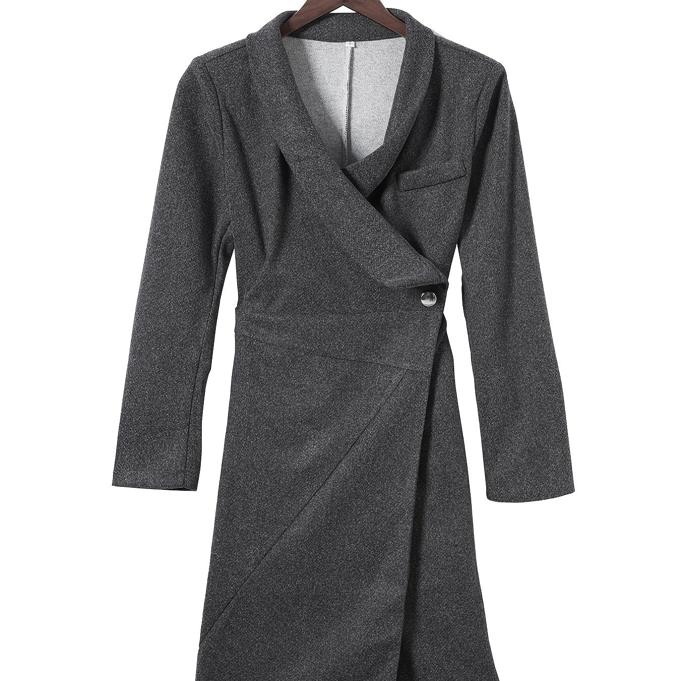 Solid V Neck Wrap Coat Fall Winter Jacket Women's Clothing
