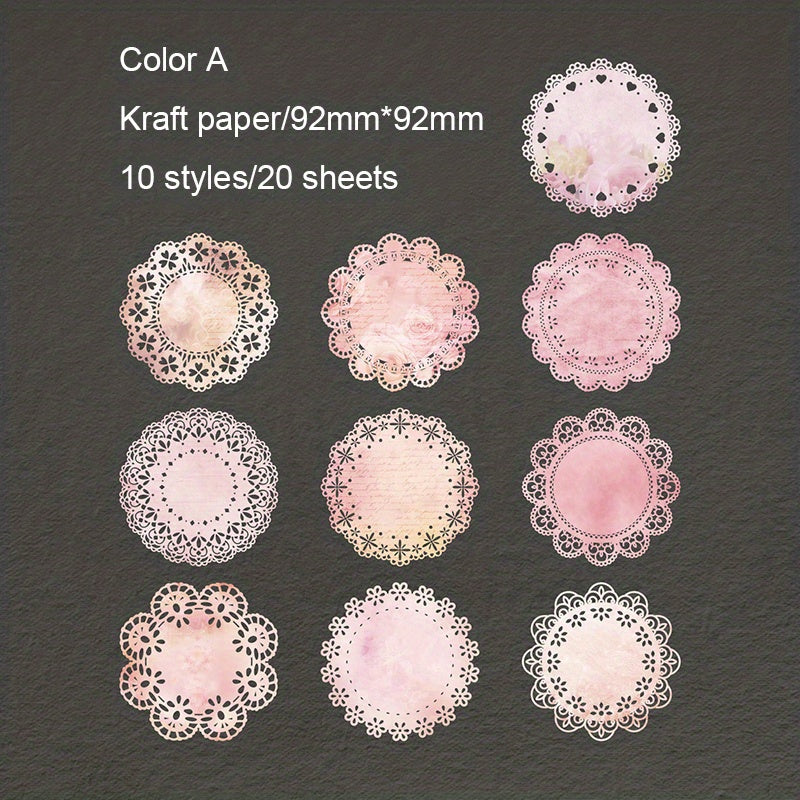 20 Sheets Vintage Lace Pattern Scrapbooking Supplies for DIY Craft Paper
