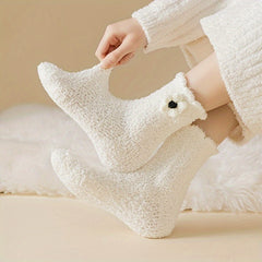 6 Pairs Floral Decor Socks Comfy & Fuzzy Warm Women's Stockings
