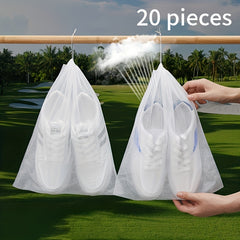 20pcs Portable Tearproof Shoe Storage Bag Non-woven Drawstring Bag