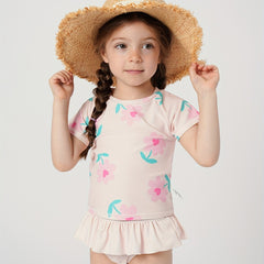 Toddler Girls Cartoon Floral 2pc Swimsuit Set