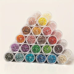 1200pcs 2MM Boho Glass Seed Beads Sliver Lined Multiple Colors