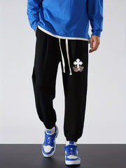 Cross Print Men's Drawstring Sweatpants Loose Casual Comfy Jogger Pants