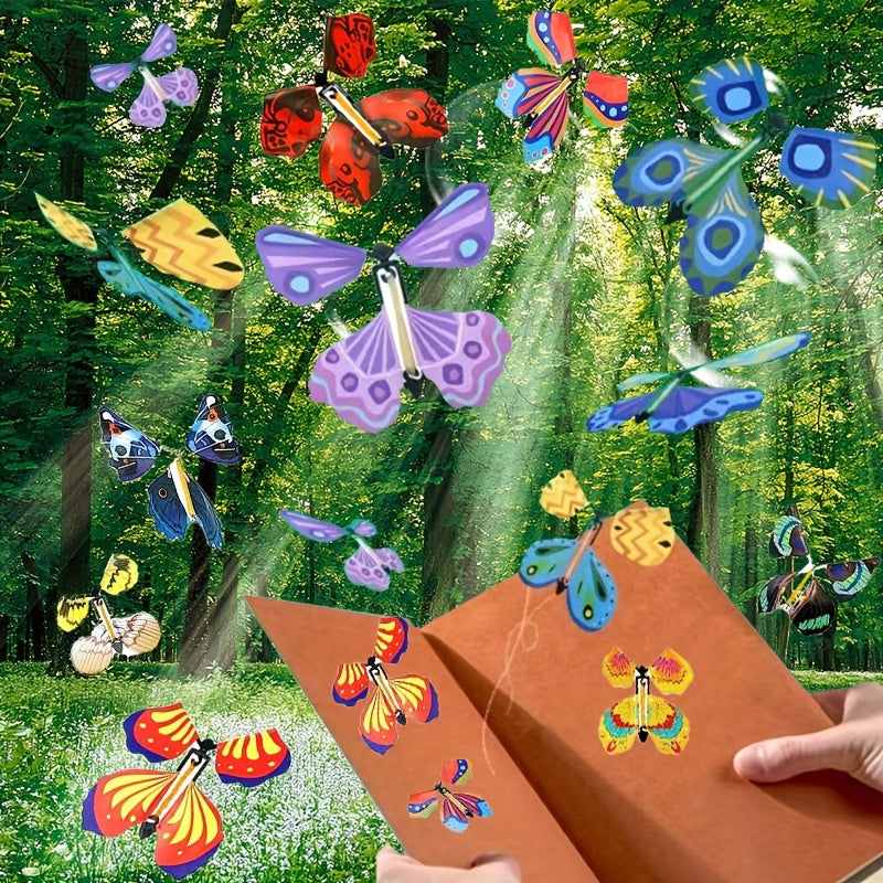 8pcs Magic Flying Butterfly Rubber Band Powered Surprise Boxes