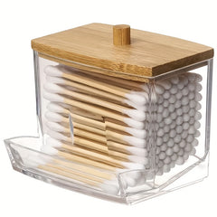 7oz Cotton Swab Pad Holder with Wooden Lids