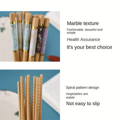 5Pairs Bamboo Chopsticks Set Retro Style Sushi Chopsticks