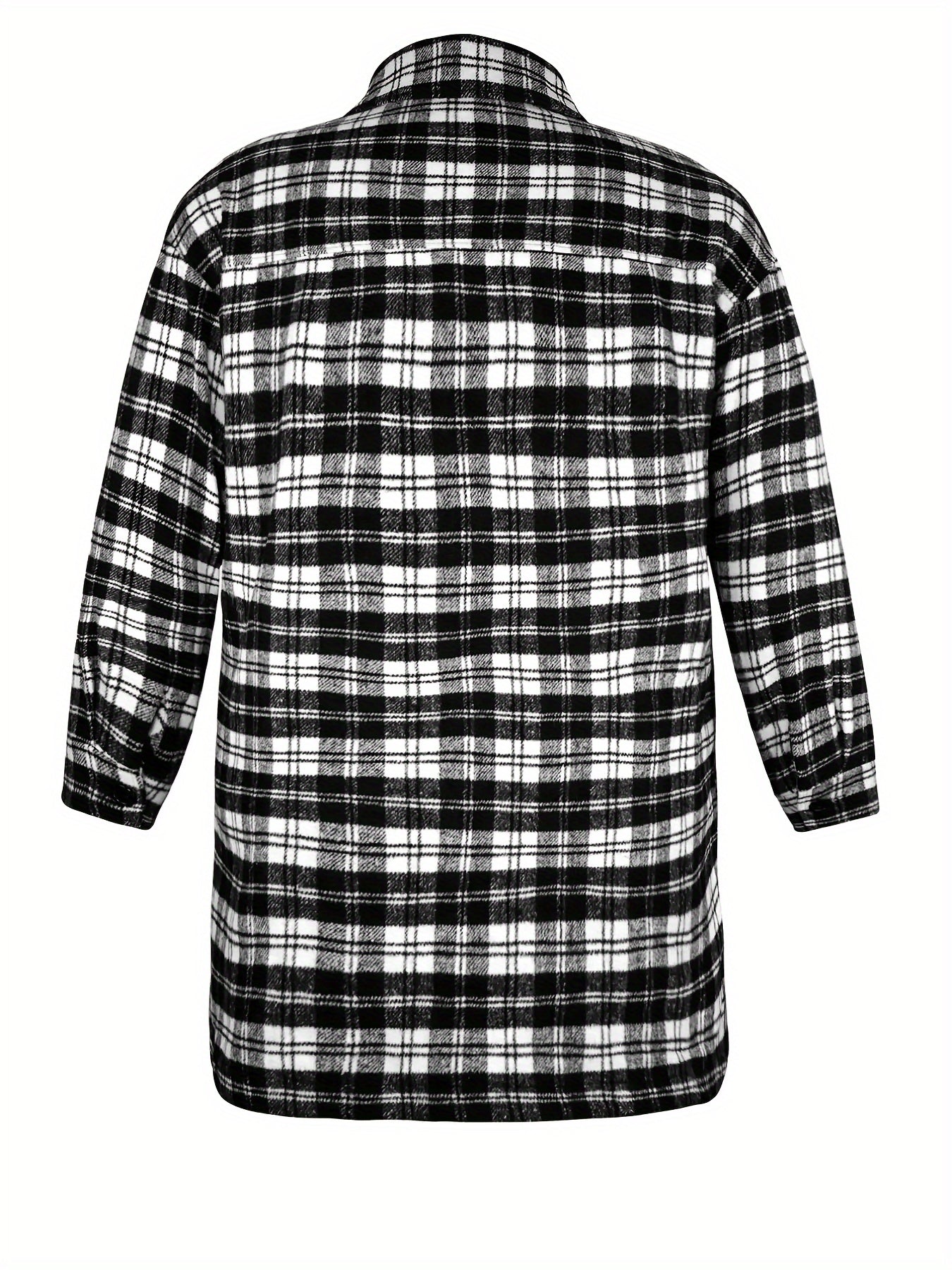  Plaid Print Long Sleeve Button Up Tunic Shirt