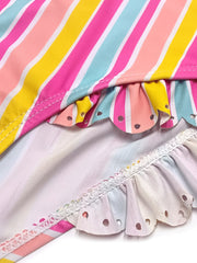 Toddler Rainbow Striped Ruffle One Piece Swimsuit