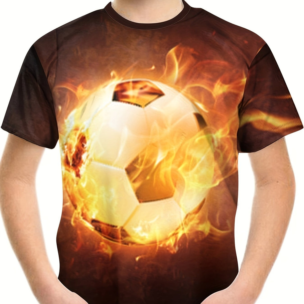 Boy's 3D Print Soccer T-shirt Round Neck Casual Top