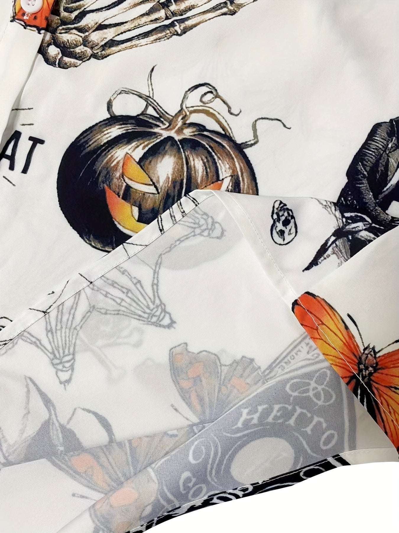  Gothic Blouse Skull & Butterfly Print Button Up Shirt