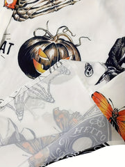  Gothic Blouse Skull & Butterfly Print Button Up Shirt
