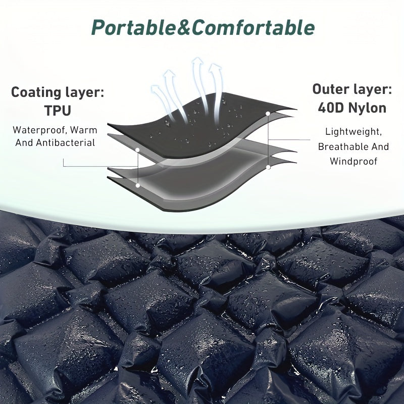 Ultralight Inflatable Sleeping Mat with Built-In Pillow for Outdoor Travel