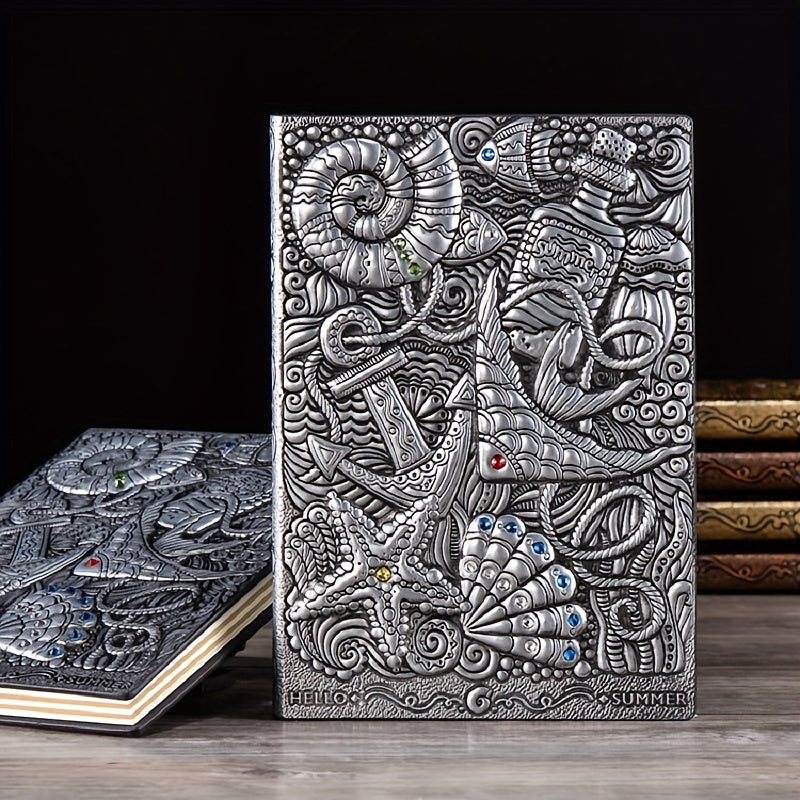 Embossed Notebook A5 100 Sheets Ocean Style Hand Ledger