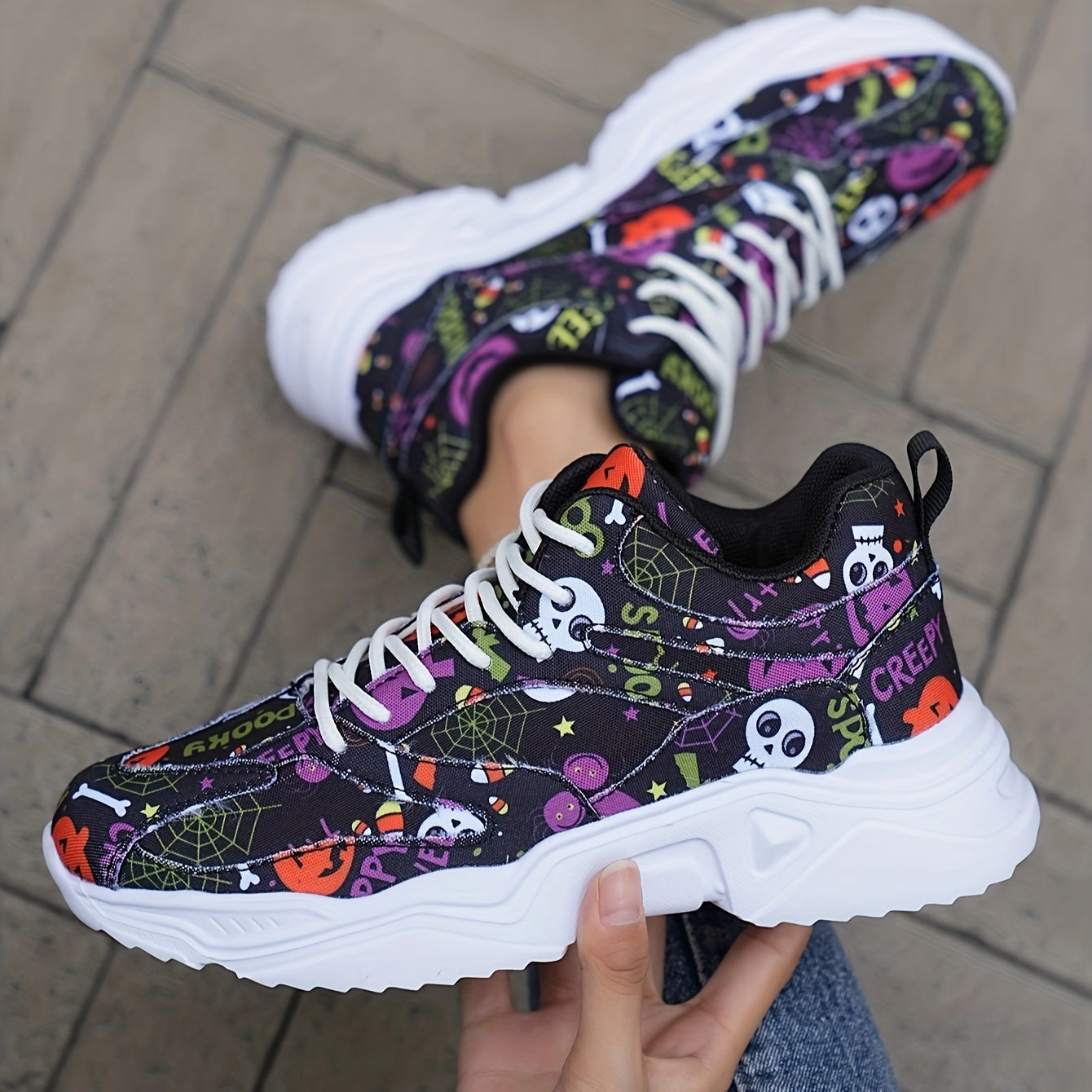 Halloween Pumpkin Print High Top Sneakers