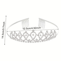 6pcs French Bridal Veil Wedding Headpiece Set with Belt and Crown