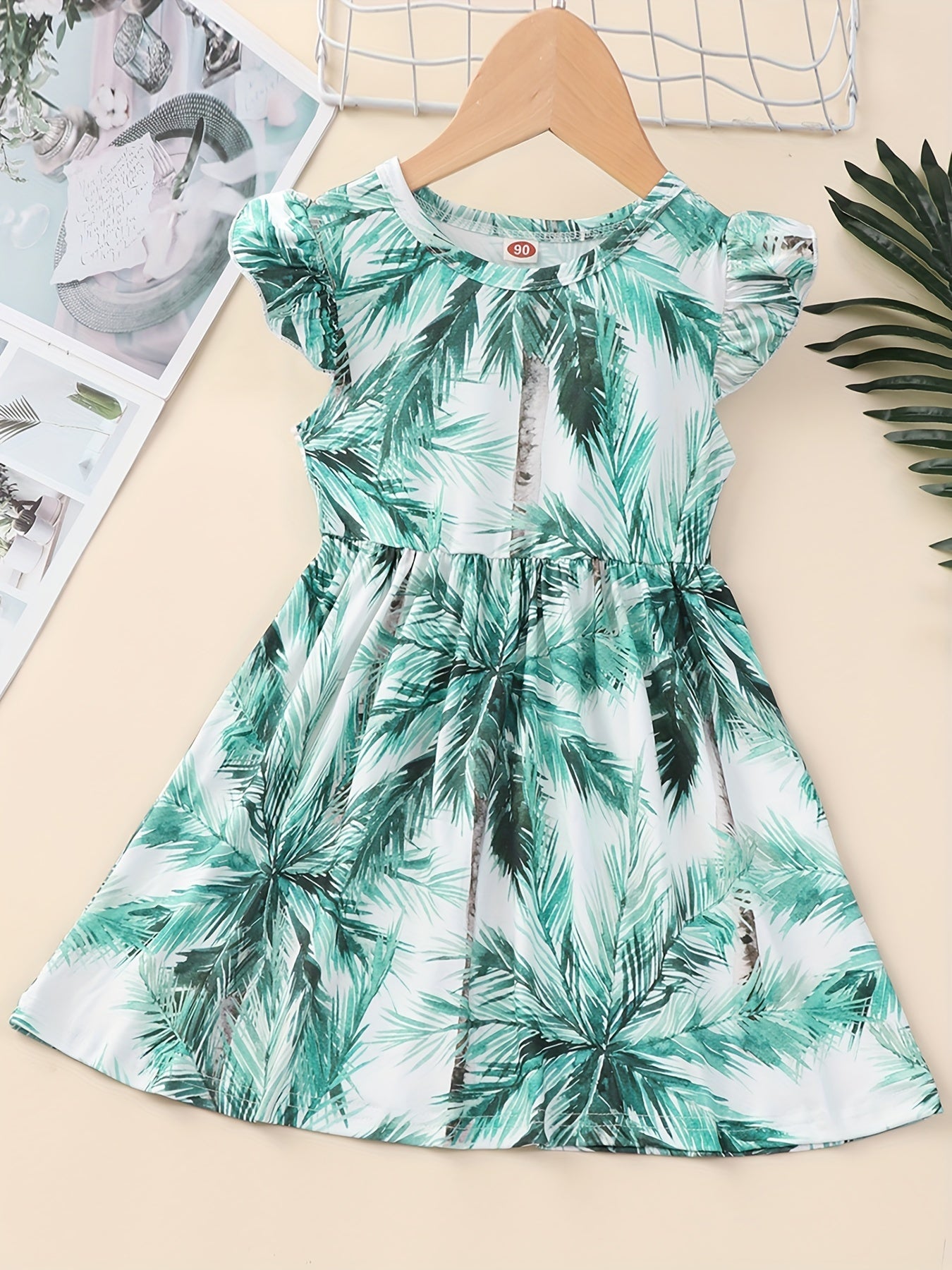 Summer Ruffle Short Sleeve Floral Tropical Dress Toddler Girls