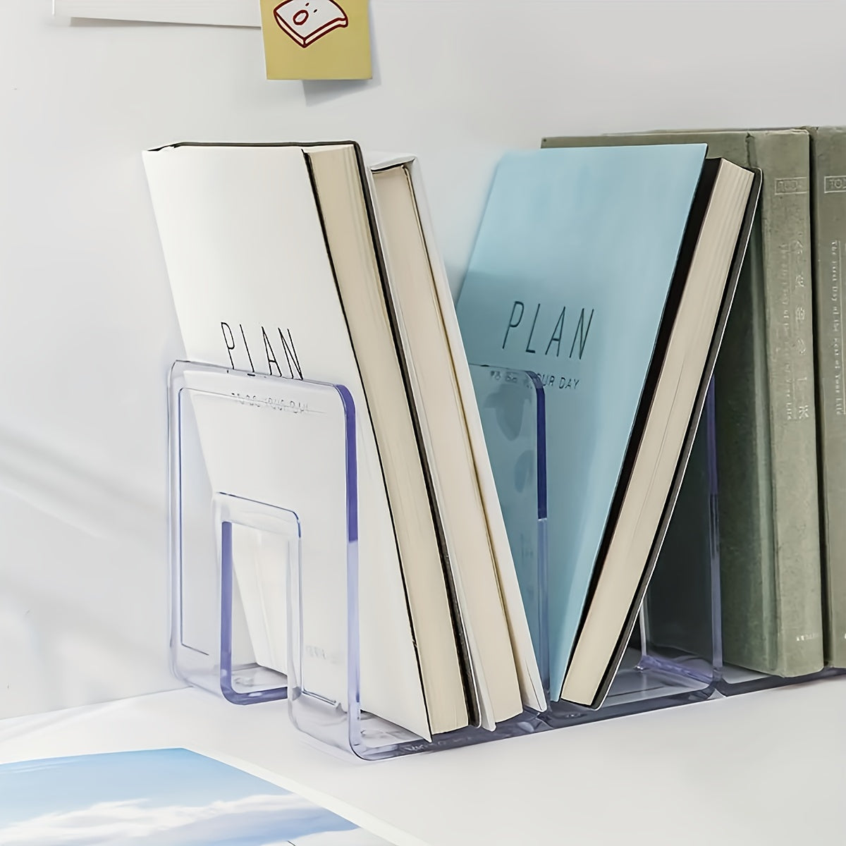 Acrylic Book Stand Transparent Bookshelf Desk Storage Organizer