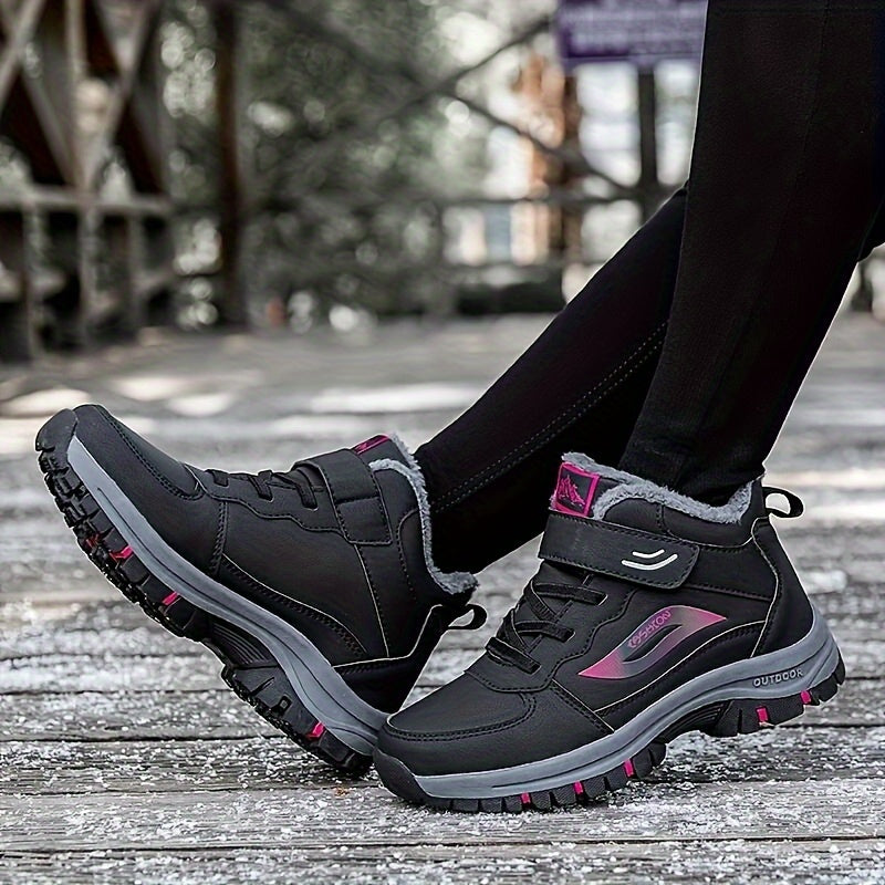 Outdoor Hiking Boots Hook & Loop Fastener Lace-up Thermal Sports Shoes