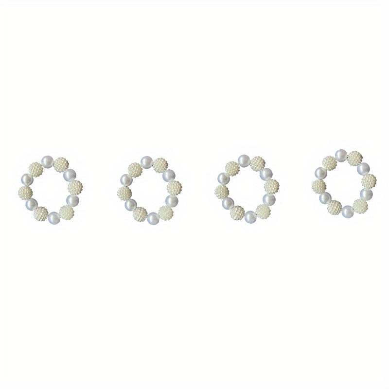 12pcs Plastic Pearl Beaded Napkin Holders for Dining Table Decor