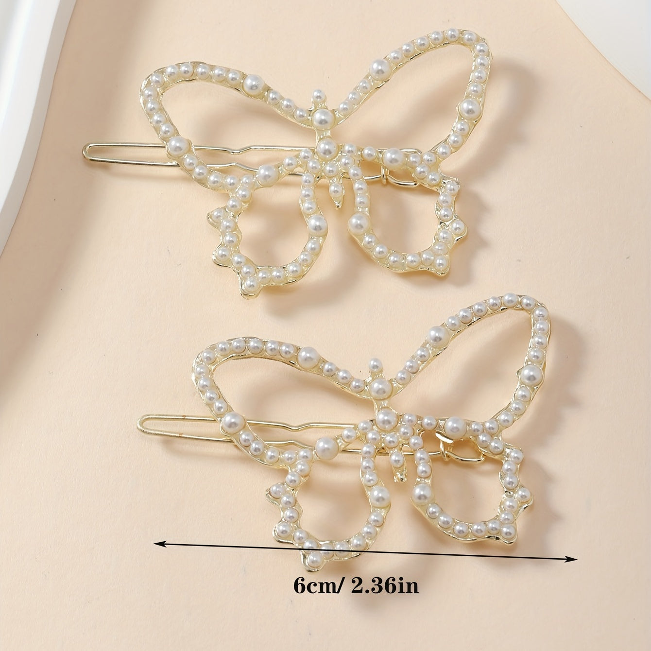 2pcs Faux Pearl Butterfly Hair Clips Hair Pins Hair Barrettes For Women