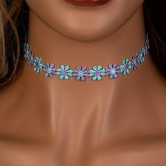 Colorful Flower Fabric Ladies Choker Necklace - Party Favors